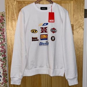 New Men’s DIESEL White Crew Neck Sweater with tags